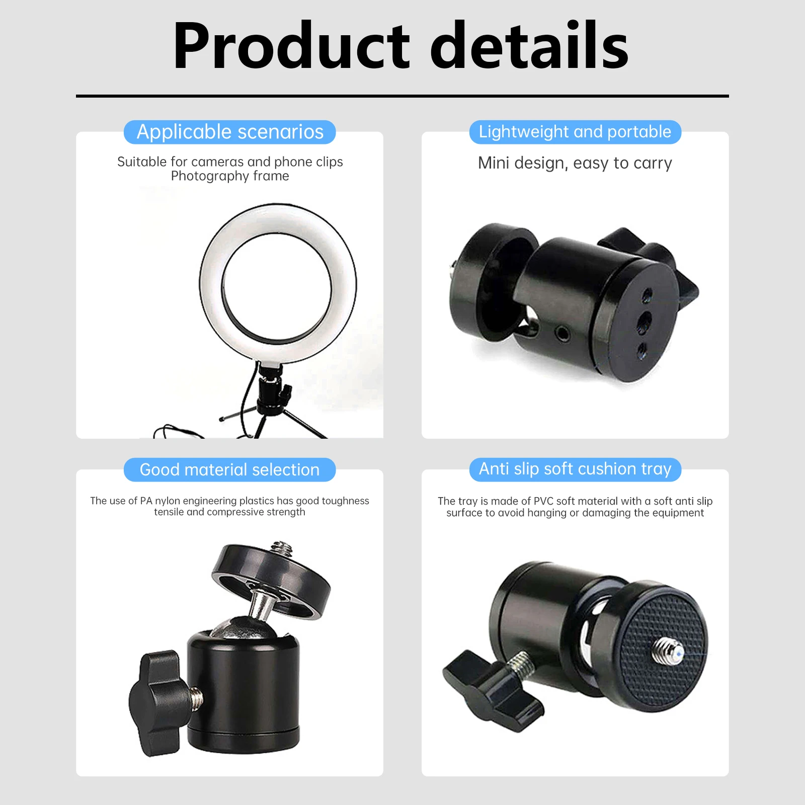 Fill Light Bracket 1/4 Metal Small Head Camera Extension Bracket Flash Mobile Phone Selfie Stick Video Equipment