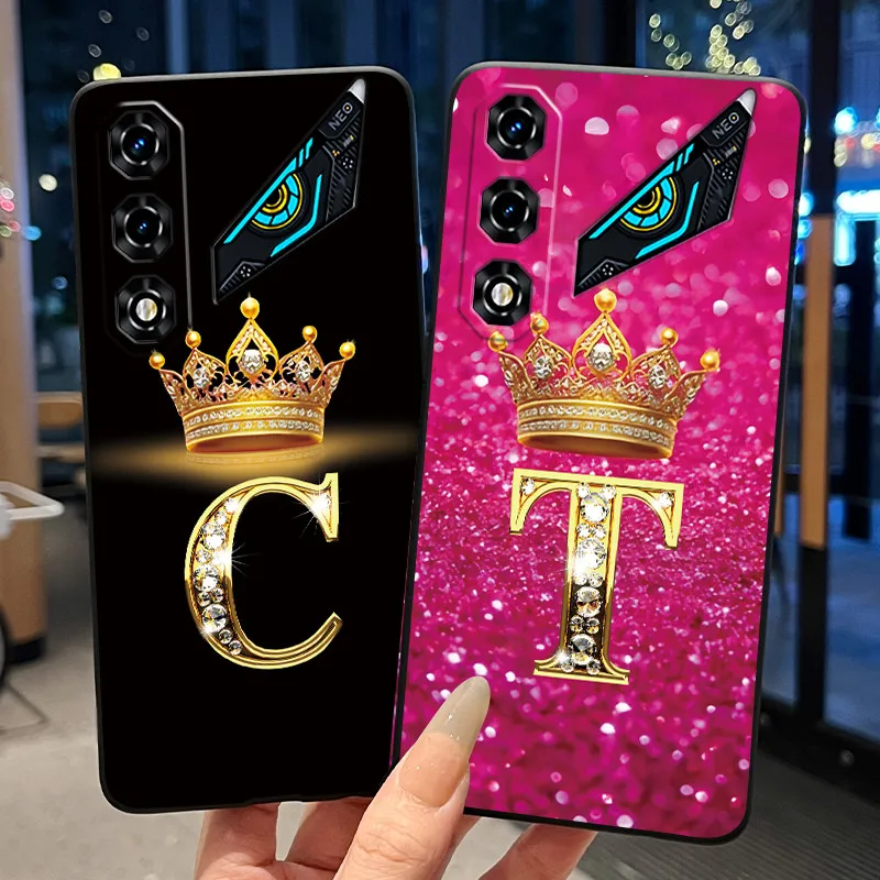 Newest Crown Letter Couple Phone Case - Soft Black Candy Shockproof Casing