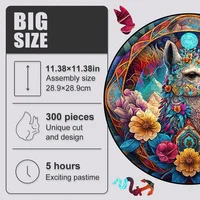 Wooden Puzzles For Adults Toys Llama Wooden Jigsaw Puzzles Round Shape Wood Animal Puzzle Creative Challenge For Family Friend 2