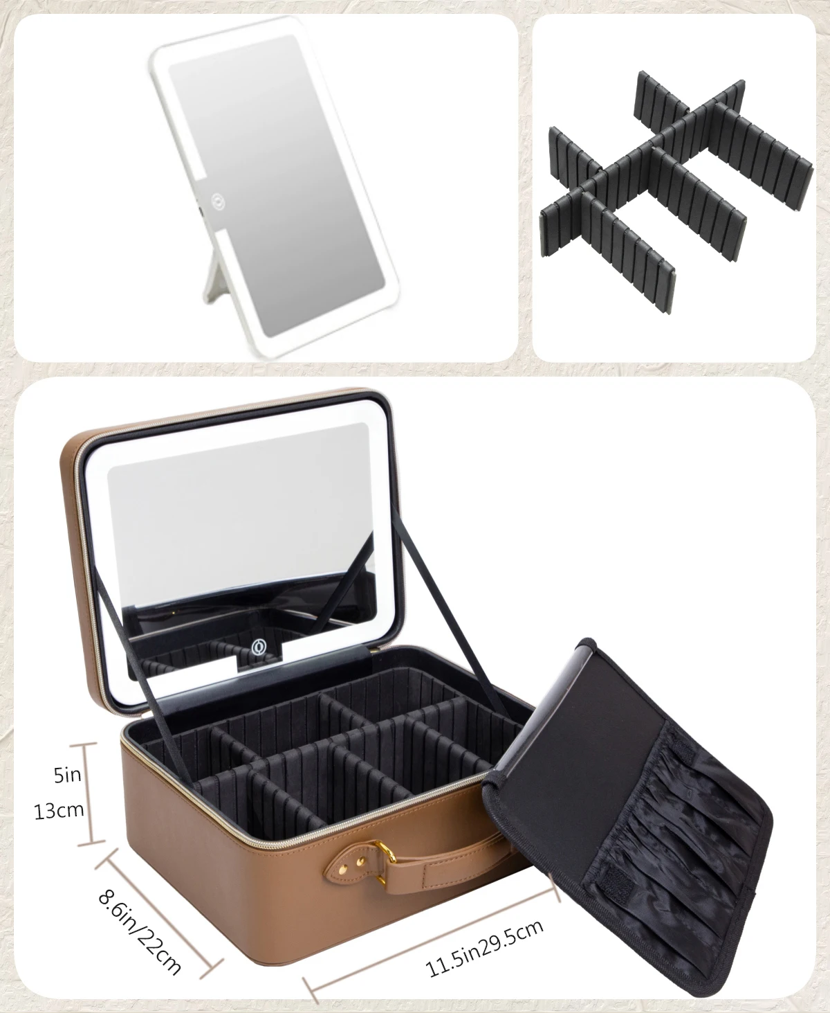 حقيبة مستحضرات التجميل الذكية LED مع مرآة، بتصميم...