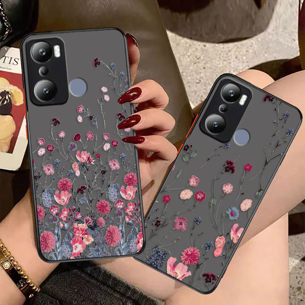 

Matte Case for infinix HOT 20I 12 12I 11 11S 10 10I 10S PLAY 9 8 Pro POVA 3 CAMON 15 17P Case Funda Lovely Vintage Leaves Flower