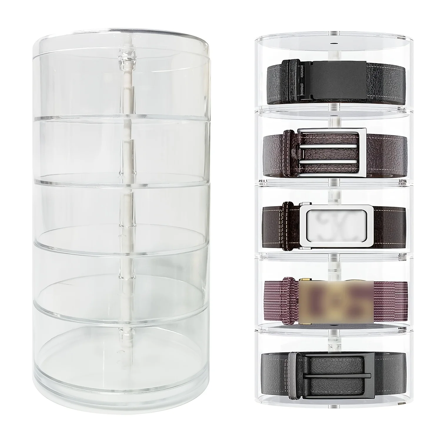 Five layer crystal belt storage box for storage and display, featuring a cylindrical stackable design 2