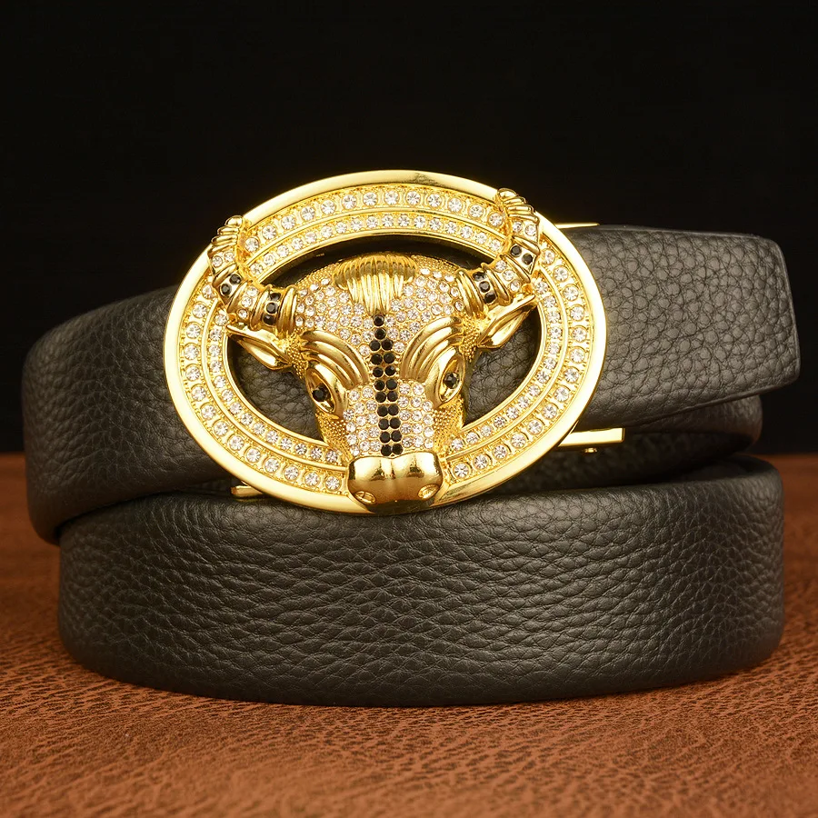 

High Quality Men’s Bull Design Alloy Buckle Leather Belt,Fashion Split Cow Leather Belt,Men Jeans&Casual Pants Accessories Must;