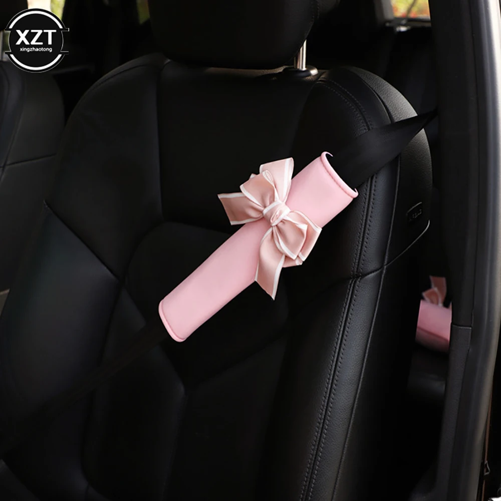 

Car Safety Seat Belt Cover Cute Bowknot Universal Soft Plush Shoulder Pad Car Styling Seatbelts Protective Car Accessories