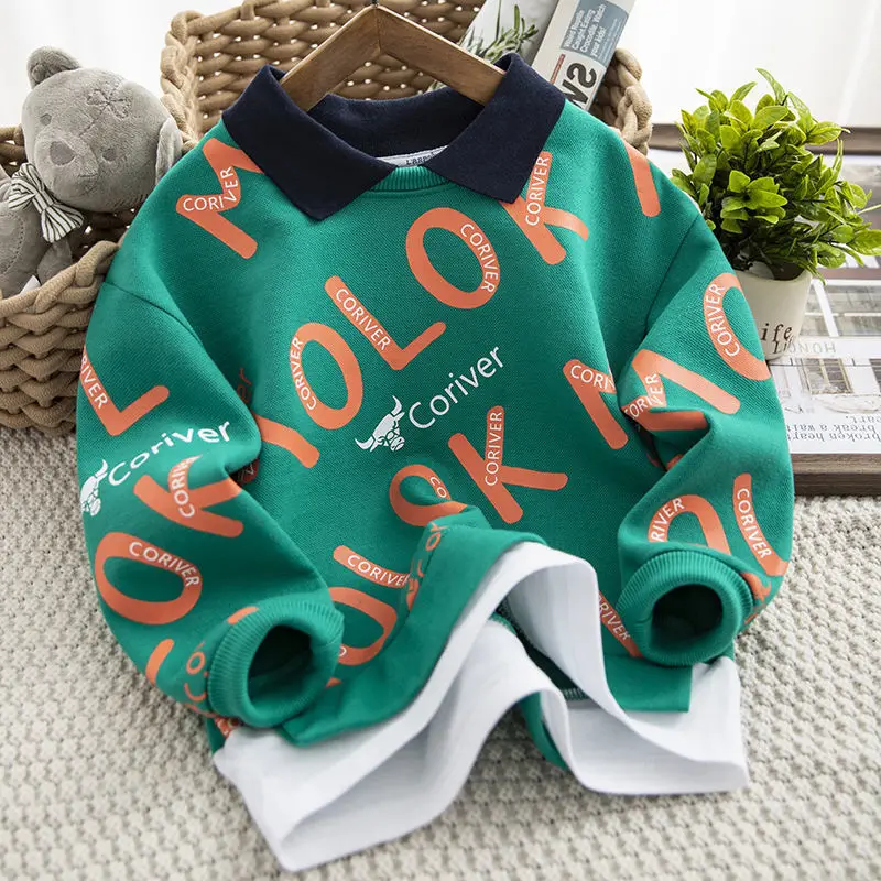 Toddler Baby hoodie Girls Fashion Sweatshirts Kids Boys Long Sleeve Cartoon Tees Children Letter Print Cute Print Outerwear