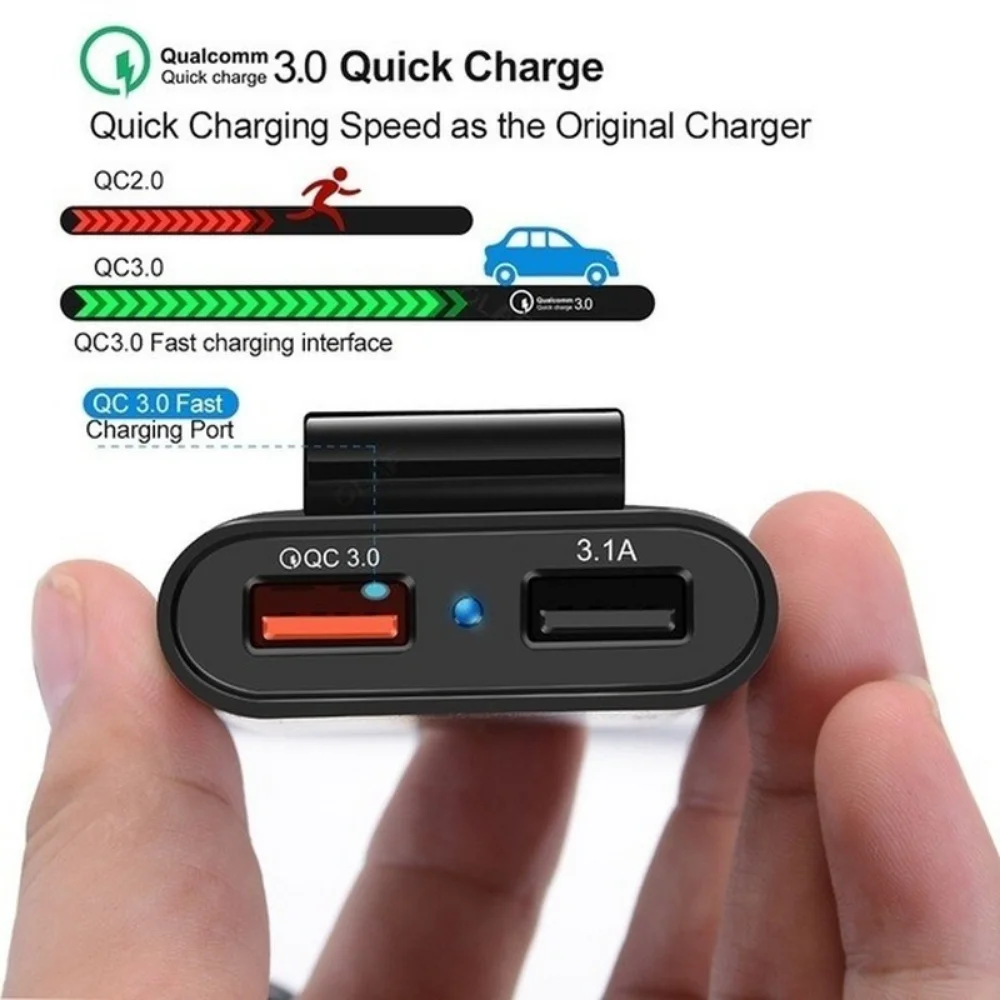 Universal 4-Port USB Car Charger with QC3.0 Quick Charging Capability