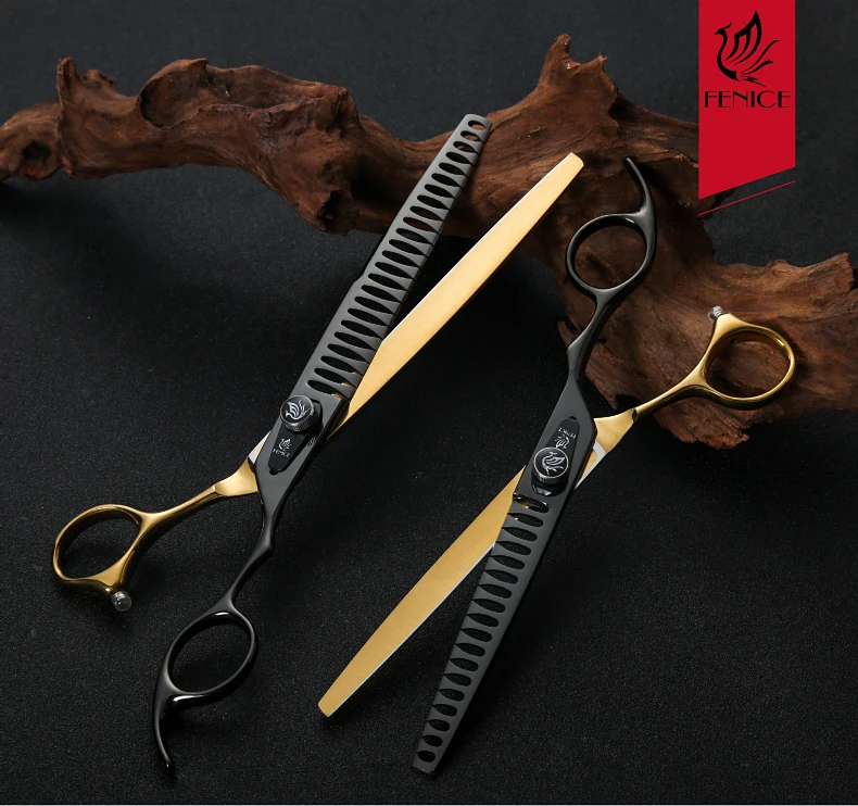 Curvo Thinning Shear Set, Japão 440C Scissor Kit para Esteticista Animal