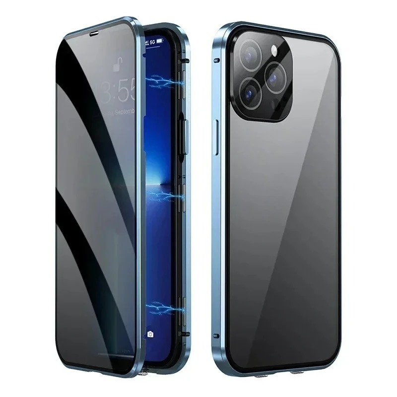 360° Full Protection Anti-Peeping Privacy Magnetic Double-Sided Glass Case