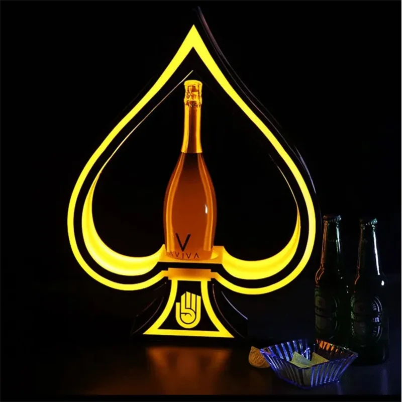 New LED Poker Cards shape Luminous Beer Wine Bottle Holder Glowing Champagne Cocktail Drinkware Holder for bar disco party decor