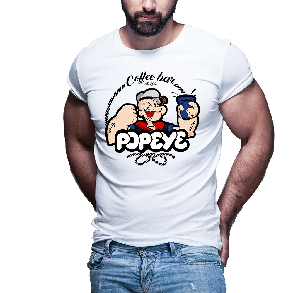 

Summer Men's Loose Size 3D Printed Popeye Pattern Fashion Casual Short Sleeve Men's Sports Top Round Neck T-shirt
