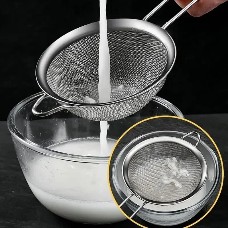 Mesh Strainer Set of 3 Stainless Steel Fine Long Handle Food Skimmer for Kitchen Cooking and Sifting