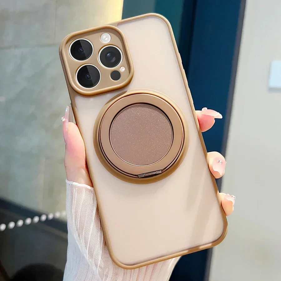 Magnetic Metal Ring Holder with Kickstand for iPhone - Silicone Protective Case