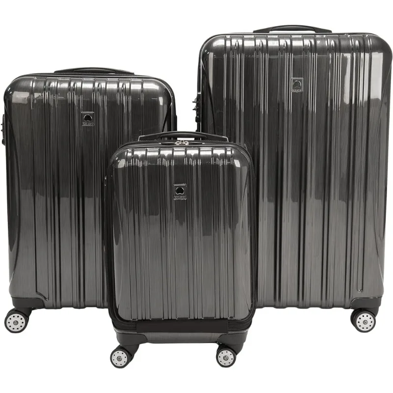 

DELSEY Paris Helium Aero Hardside Expandable Luggage with Spinner Wheels, Brushed Charcoal, 3-Piece Luggage Sets