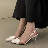 2025 Spring And Summer Pointy Stiletto Heels Wearing Slippers Transparent Female Sandals - Image 4