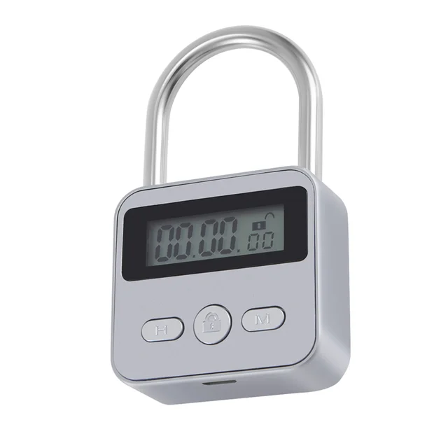 A41Z-Metal Timer Lock LCD Display Multi-Function Electronic Time 99 Hours Max Timing USB Rechargeable Timer Padlock 2