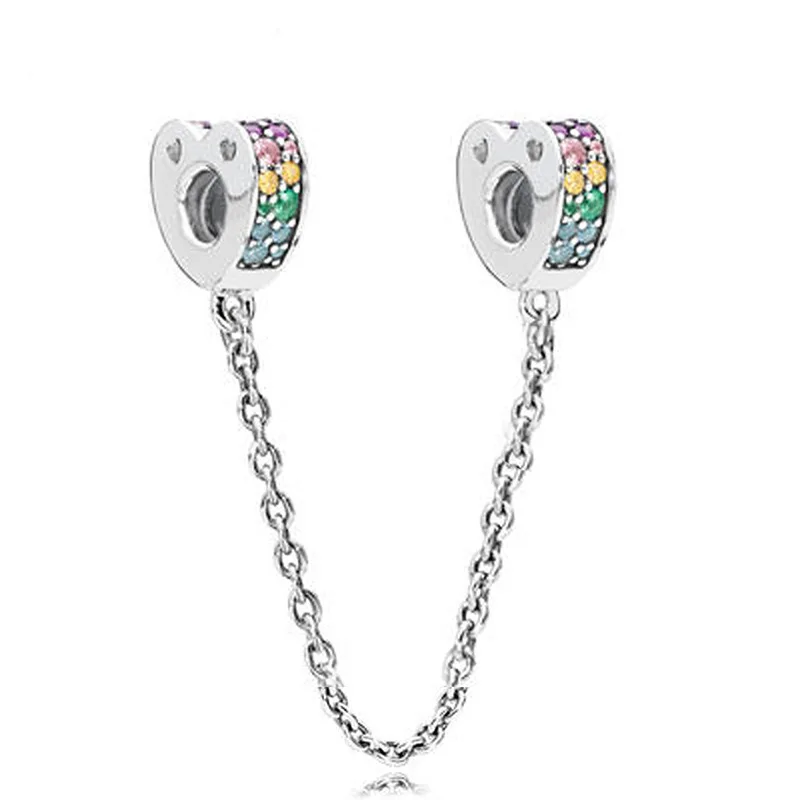 Cadena de seguridad Brillante De plata de ley 925 para mujer, pulsera DIY, regalo de joyería Premium, moda Original