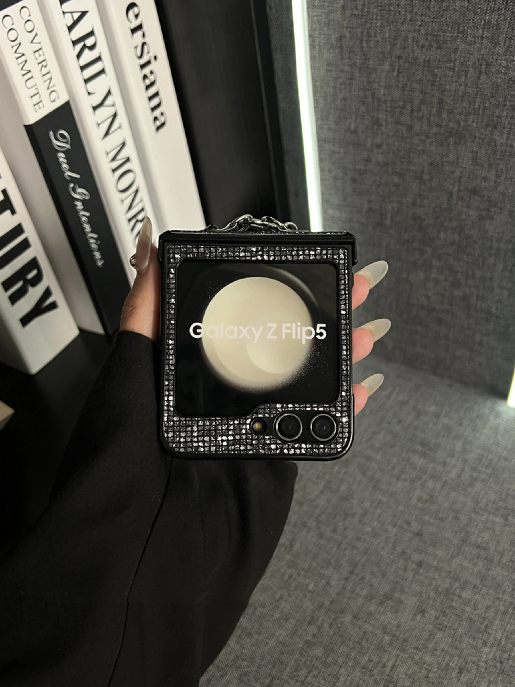 Galaxy Z Flip 5 Z Flip4 Flip5 Zflip3 Flip6 Zflip5 Phone Case 3D Bow Pendant Glitter Bling Rhinestone