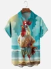 Summer Men's Short Sleeve Shirt Cartoon Chicken Print Men's Hawaiian Short Sleeve Shirt Seaside Fashion Men's Casual Shirt 3
