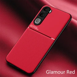 Rugged Non - Slip Protective Case with Magnetic Suction Holder for Vivo Y21d (Red)