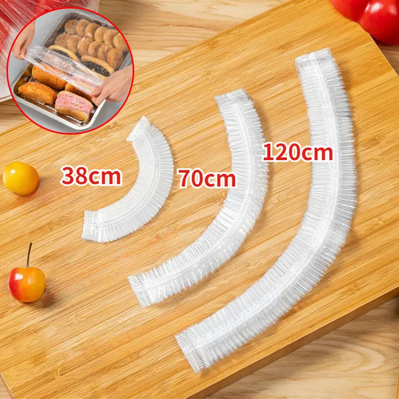 Food Cover 38/50/70/100/120cm Disposable Food Cover Saran Wrap Elastic Platic Bags Fresh-keeping Cover Kitchen Storage