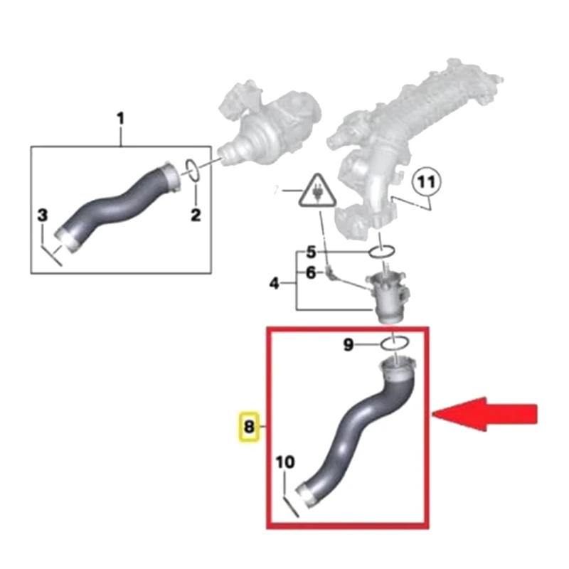 Turbocharger Hose Intercooler Air Intake Inflatable Tube For Bmw F10 F11 F07 518D 520D 525D 525DX 11617810615
