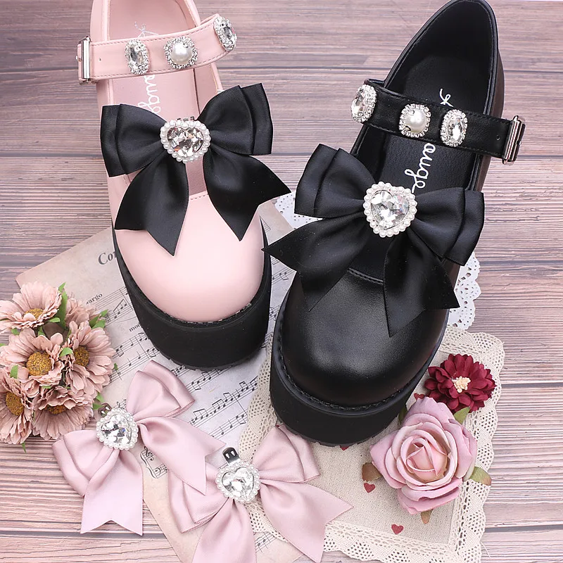 Japanese Sweet Pearl Rhinestones Pearl Shoes Accessories Fashion All-Match Handmade Bow Shoe Clip Shoe Buckle Shoes Accessories