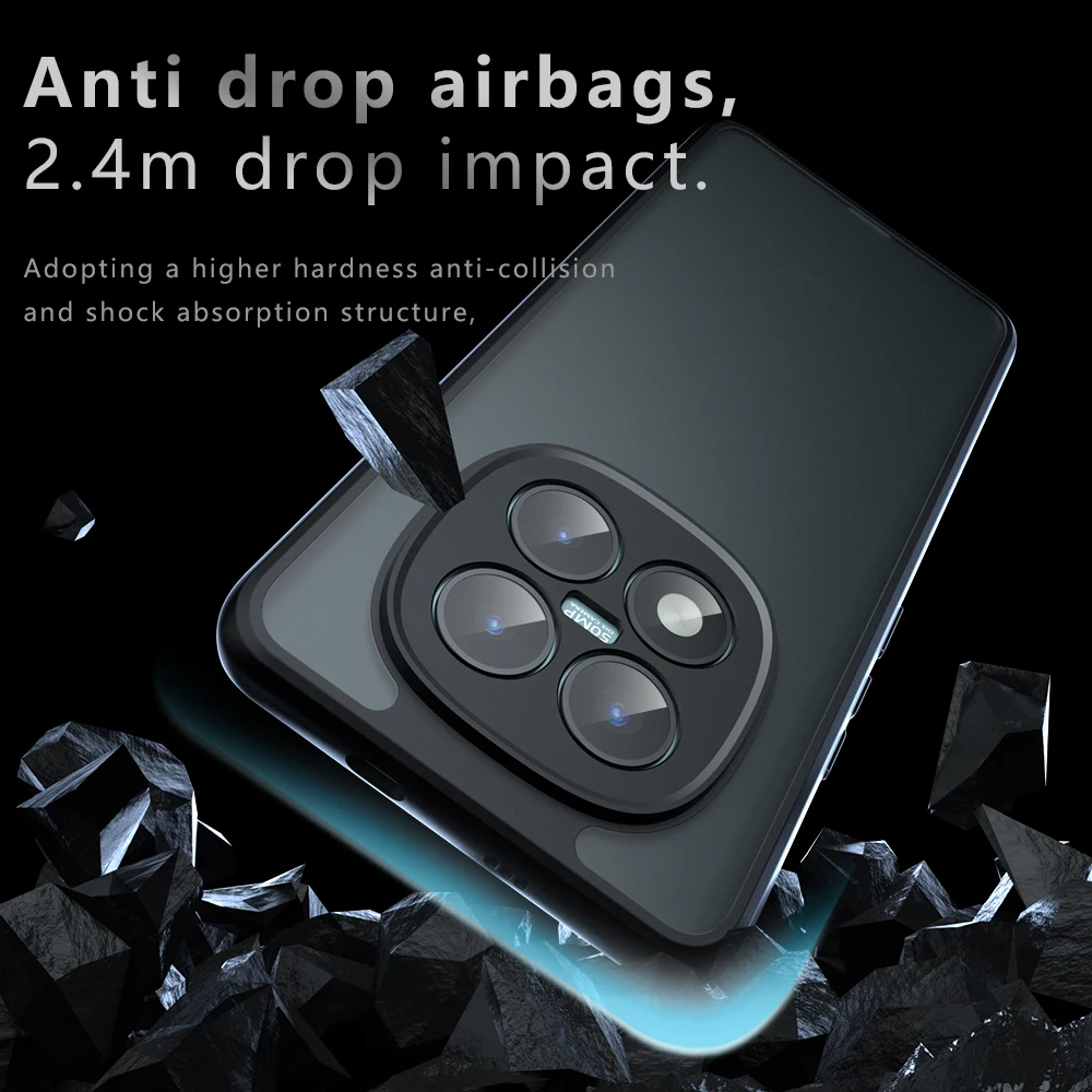 Luxury Armor Frosted Matte Transparent Acrylic Shockproof Phone Case