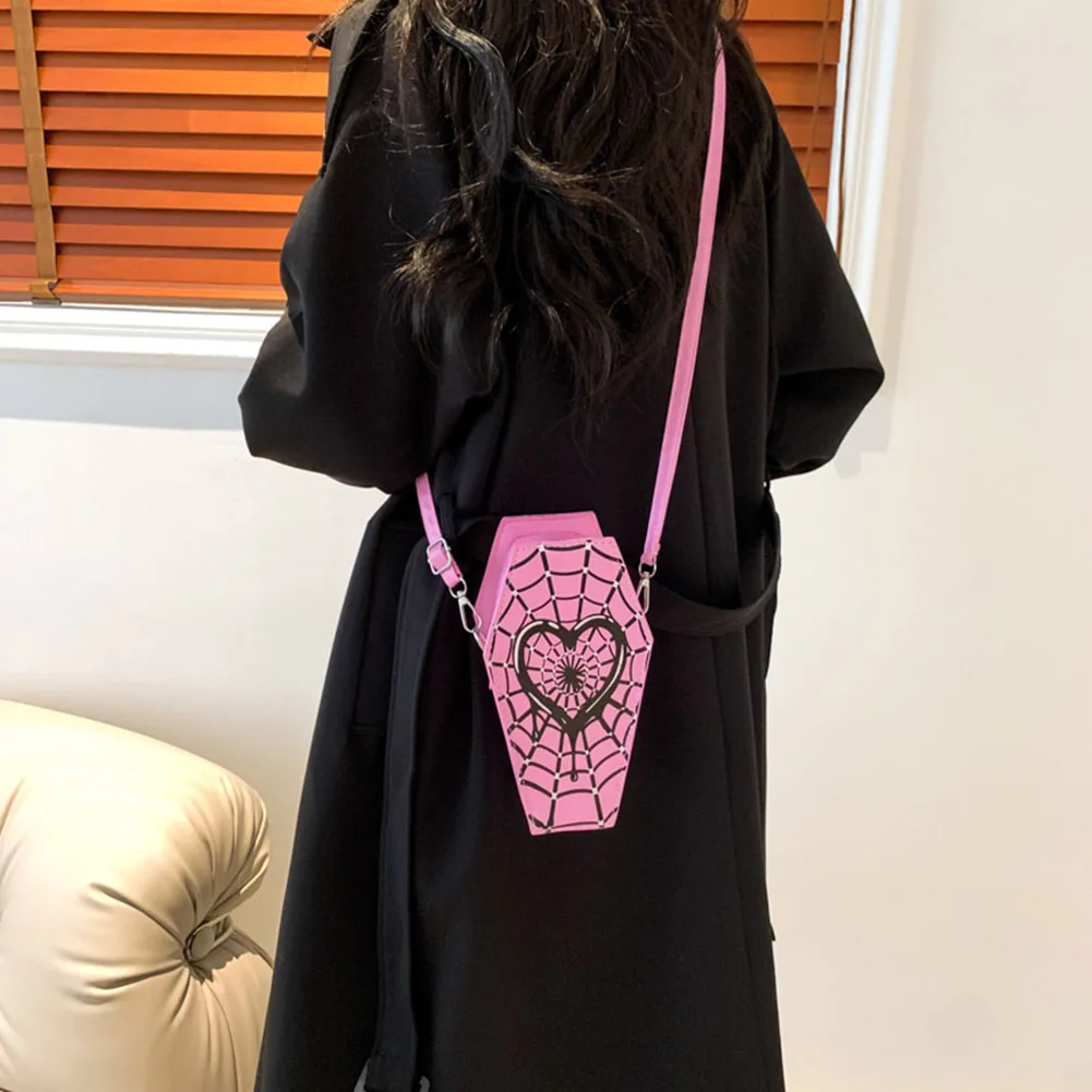 Women Creative Commuting Bag Large Capacity Coffin Shaped Simple Shopping Bag Spider Web Novelty Messenger Trendy Sling
