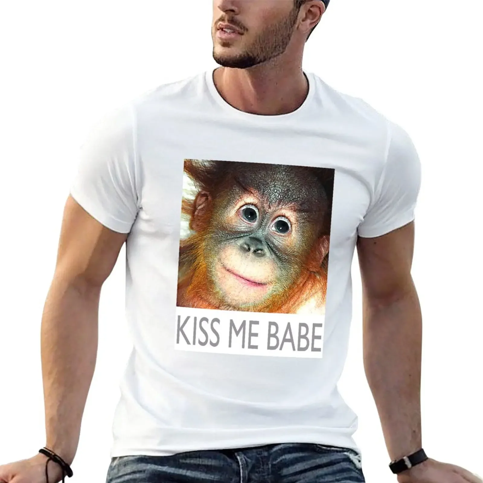 

orangutan KISS ME BABE T-Shirt sublime boys animal print mens graphic t-shirts big and tall