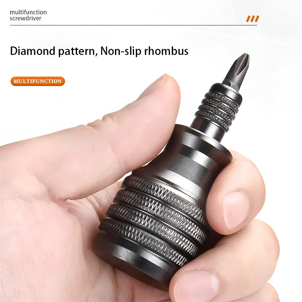 Mini Screwdriver Titanium Screwdrivers 1/4 Inch Magnetic Screwdriver 7 in 1 S2 Alloy Steel Drill Bit EDC Repair Hand Tool
