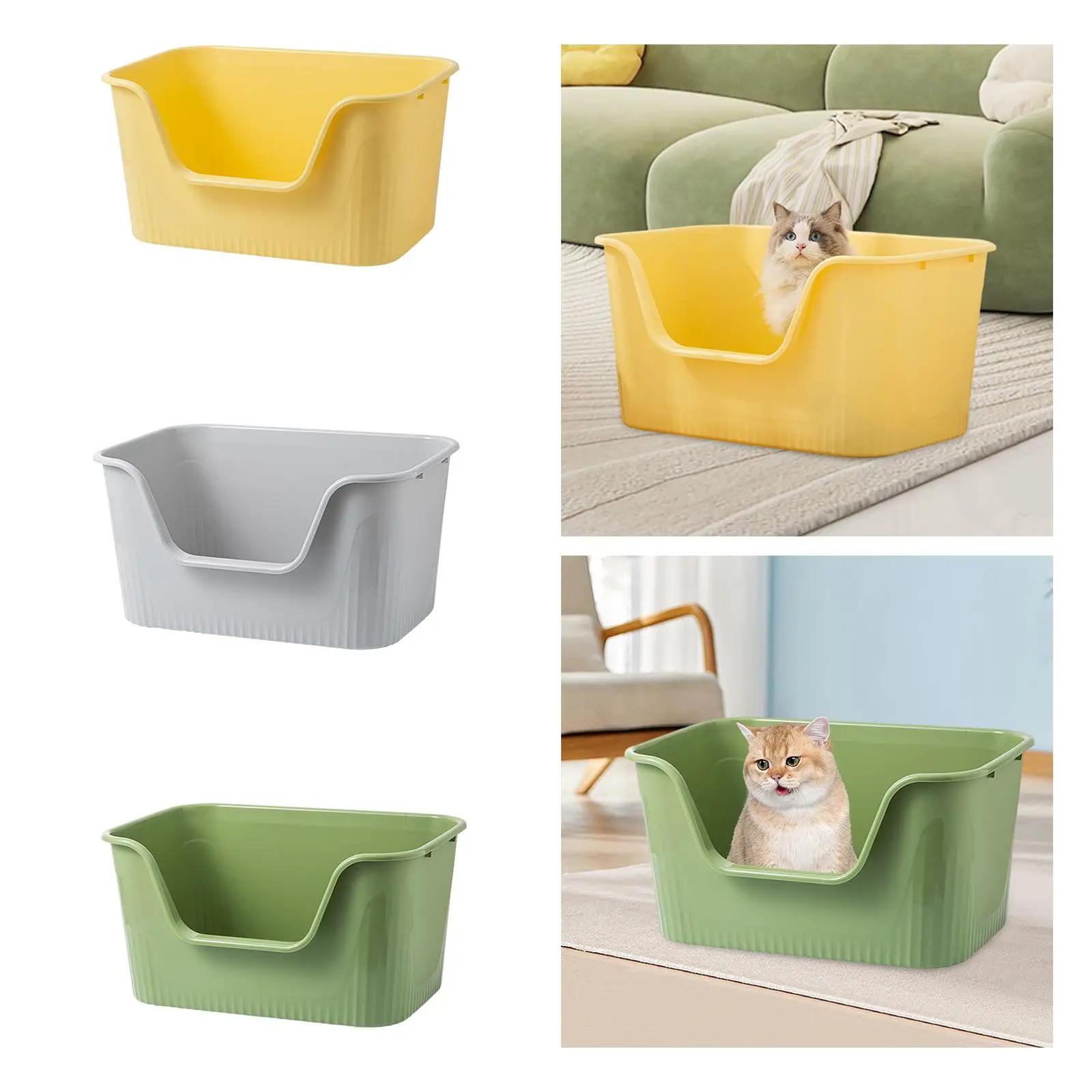 Cat Litter Basin Kitten Toilet Cat Sandbox Anti Splashing Bedpan Durable Open