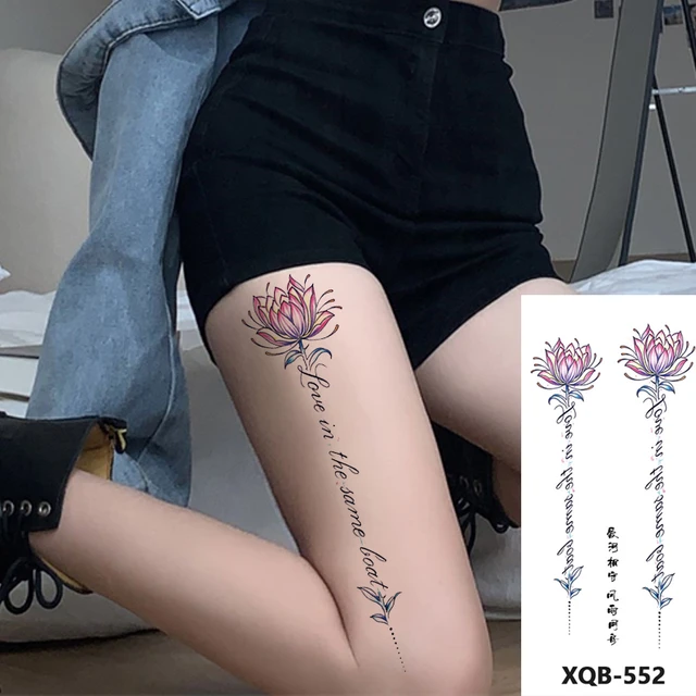 Adesivo de tatuagem temporária impermeável para as mulheres preto flor arte  do corpo transferência abstrata tatoo falso água esboço preto linha manga -  AliExpress