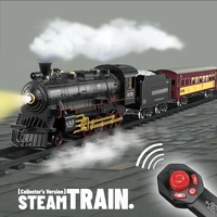 RC Train Toys Simulation Train Remote Control Retro Steam Electric Stepless Speed Control Remote Smoking Train Children's Toys 1