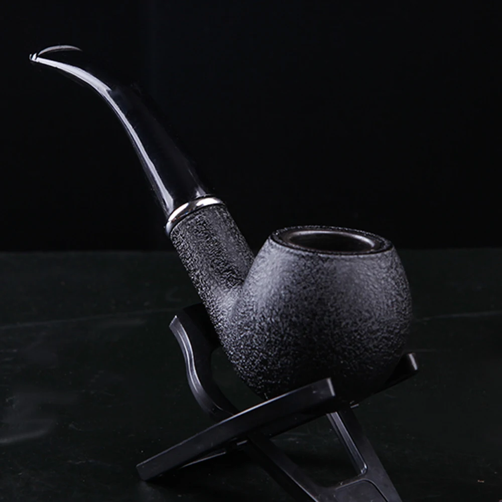 Classic Frosted Smoking Pipe Black Resin Tobacco Pipe Filter Smoking Accessories Men's Holiday Gift Tool