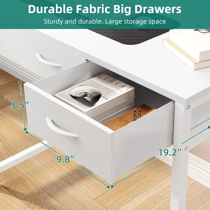 Small Computer Desk with Drawers, Office Desk with Monitor Stand for Small Spaces, Home Office desk 2