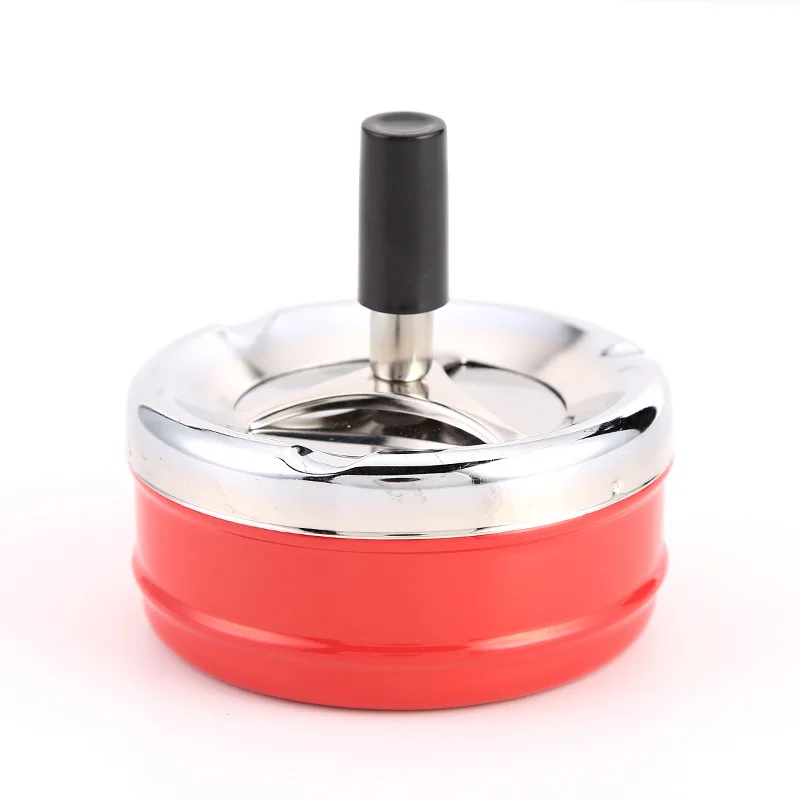 9.5*9cm Portable Dining Table Round Rotating Cigarette Ash Tray Hotel Decoration with Lid Ashtray 1pcs portable ashtray