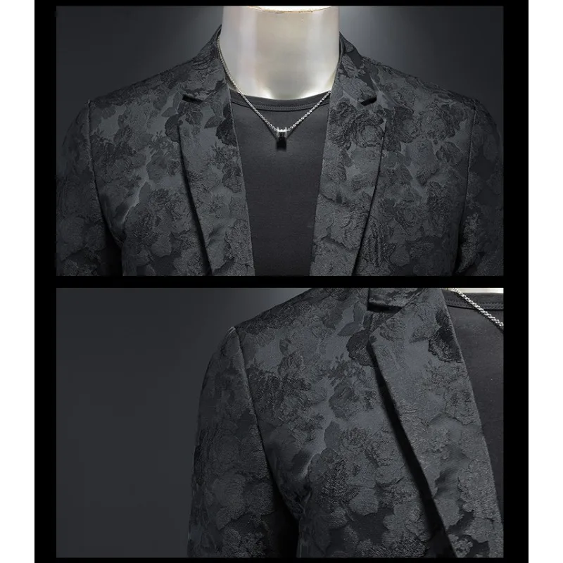 Minglu Spring Autumn Jacquard Men's Blazers High Quality Long Sleeve Single Breasted Business Casual Male Jackets Plus Size 5XL