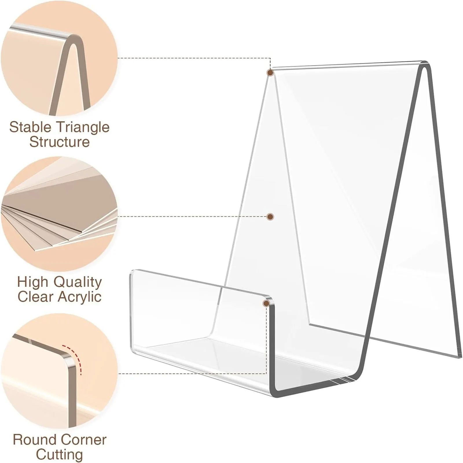 4pcs Transparent Display Stand Book For Shelf Desktop Bookshelf Acrylic Clear Storage Office Book Stand For Display 4