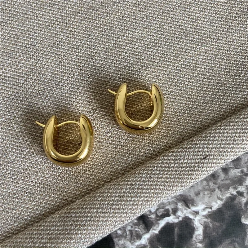 Timeless Wonder Brass Geo Hoop Earrings for Women Designe Jewelry Punk Gothic Luxury Trendy Classy Top Quality Simple Neat 6352