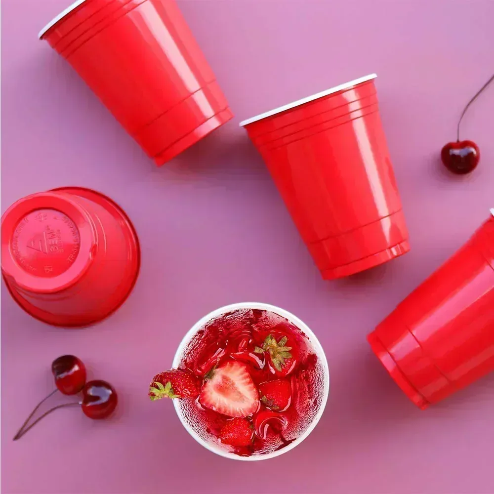 50 Pcs Disposable Cups 16 Oz Plastic Cup birthday party supplies plastic cups Red Blue Yellow Green and Table Decorations Black Wedding Birthday Party Kitchen Tool