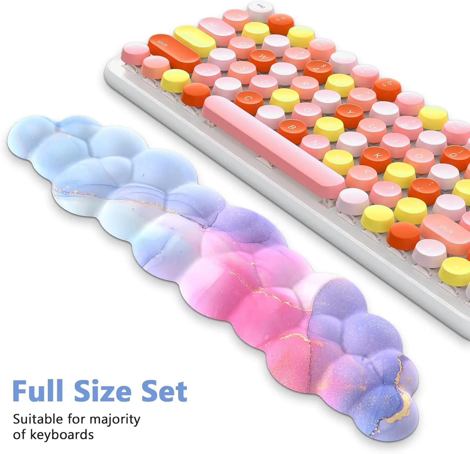 Cloud Wrist Rest Keyboard and Cute Mouse Pad Set with Soft Memory Foam Wrist Support Mousepad Arm Rest for Desk