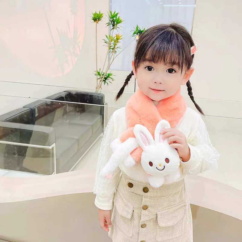 Cotton Children Winter Scarf for Boys Girls Cute Cartoon Rabbit