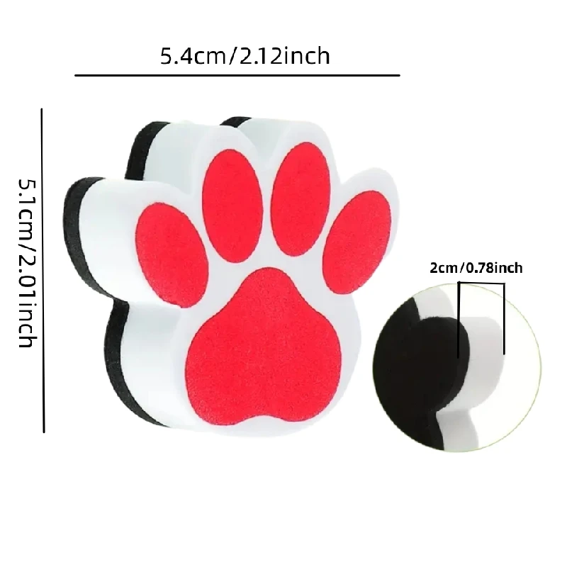 6 pcs Small Whiteboard Wipes Bear Paw Shape Magnetic Dry Wipes Suitable for Classrooms Children's Household Products