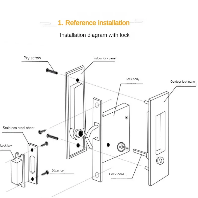 Sliding Door Sliding Door Lock Safety Lock Barn Cabinet Embedded Hardware Suit Wood Handle Interior Furniturelock