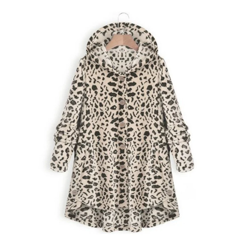 

Winter Leopard Women Jacket Faux Fur Coat Women Oversize Button Furry Faux Fur Coats Long Loose Soft Faux Fur Coat Overcoat