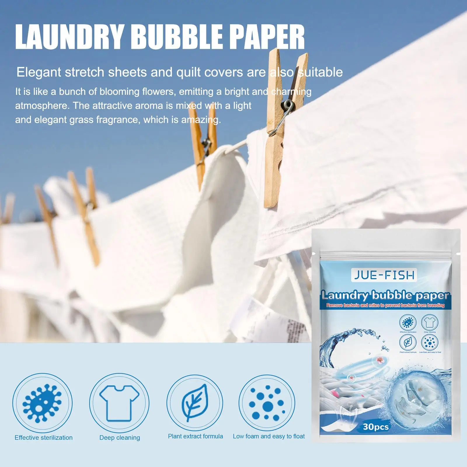 Laundry Detergent Tablet Washing Paper Sheets 30 for Washing Clothes