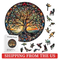 Wooden Puzzles for Adults, Tree of Life Puzzle Uniquely Irregular Animal Shaped Wooden Jigsaw Puzzles, Creative Gift for Kids 1