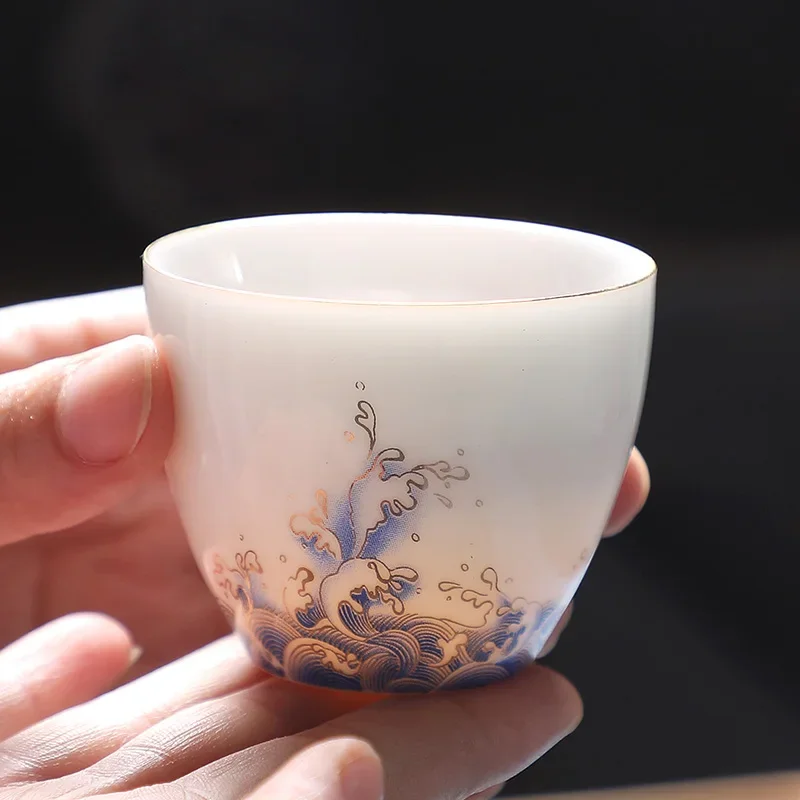60ml Chinese White Porcelain Teacup Coffee Cup Handmade Ceramic Tea Bowl Boutique Tea Set Accessories Personal Master Cup