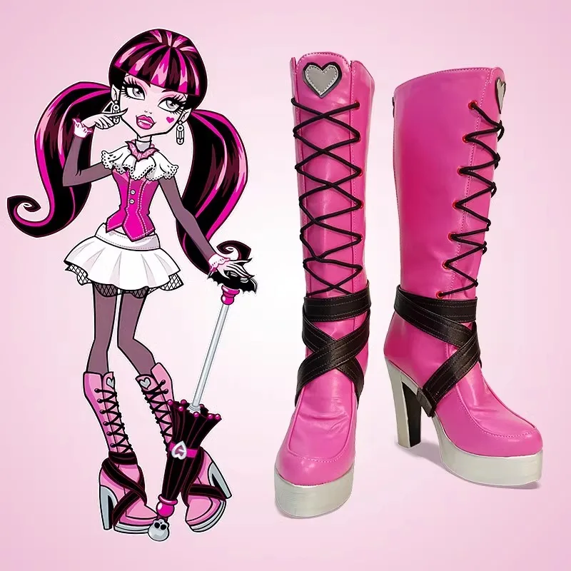 Anime Cosplay Boots Monster High Draculaura Shoes Halloween Aksessori Dibuat Sesuai Pesanan Monster High Draculaura Parrucche Cosplay