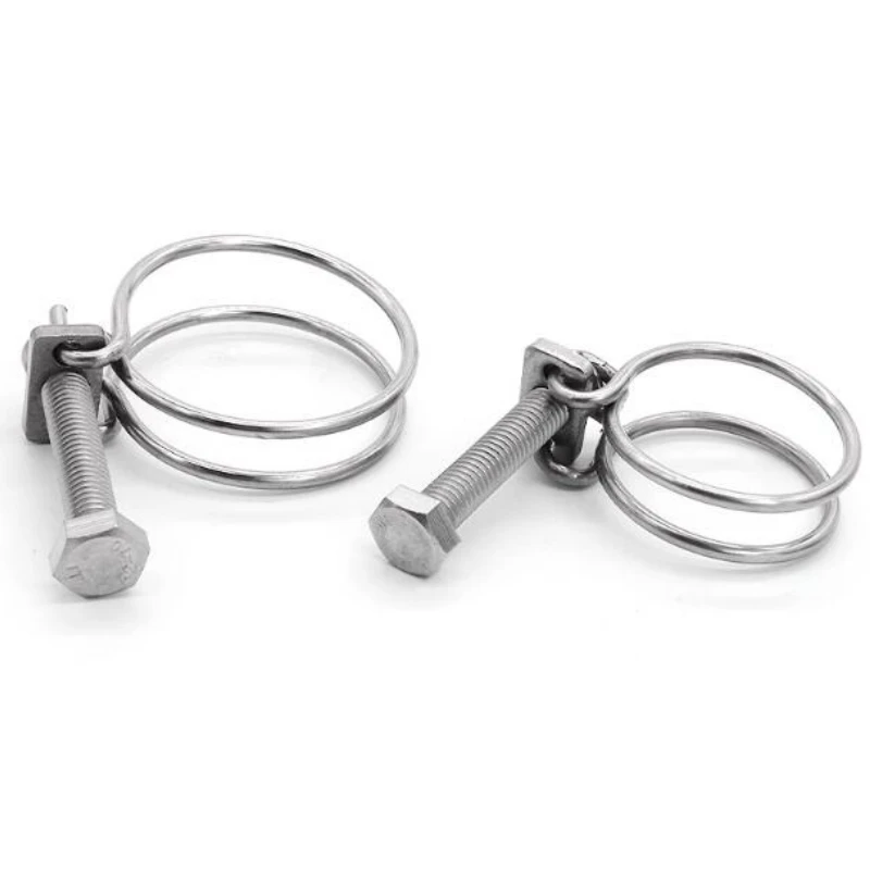 Description Picture 6 of item9mm-100mm ID 201 Stainless Steel Collar Water Fuel Pipe Clip Swivel Drive Double Wire Hose Worm Gear Hoop Lathedog Clamp